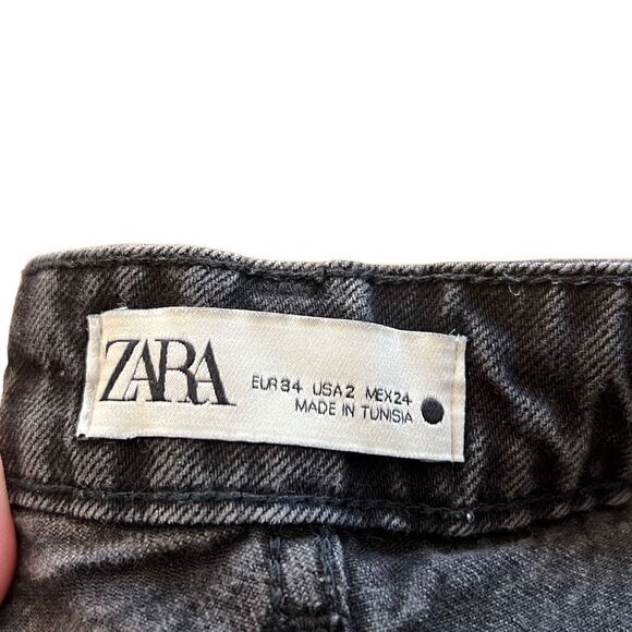 Zara Raw Hem Tie Dye Straight Leg Jeans - Picture 6 of 10